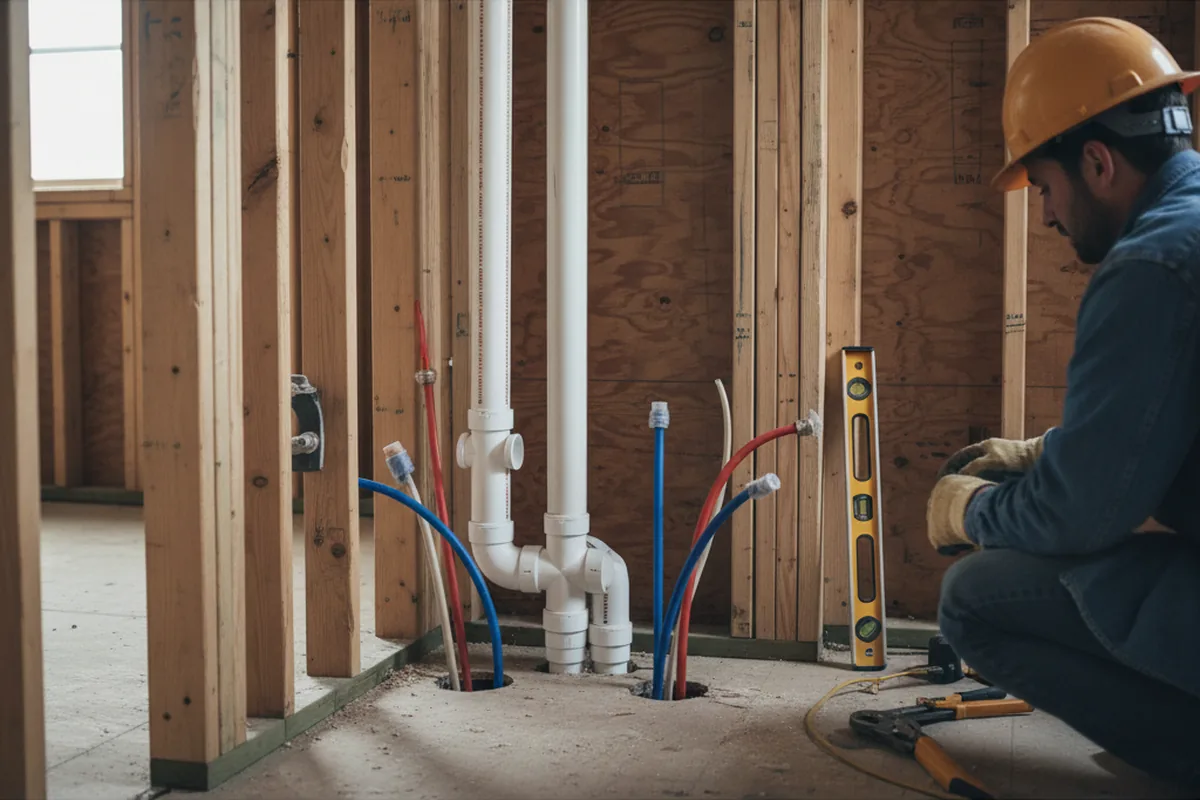 Drain and supply rough-in during Leak Detection in Pineville